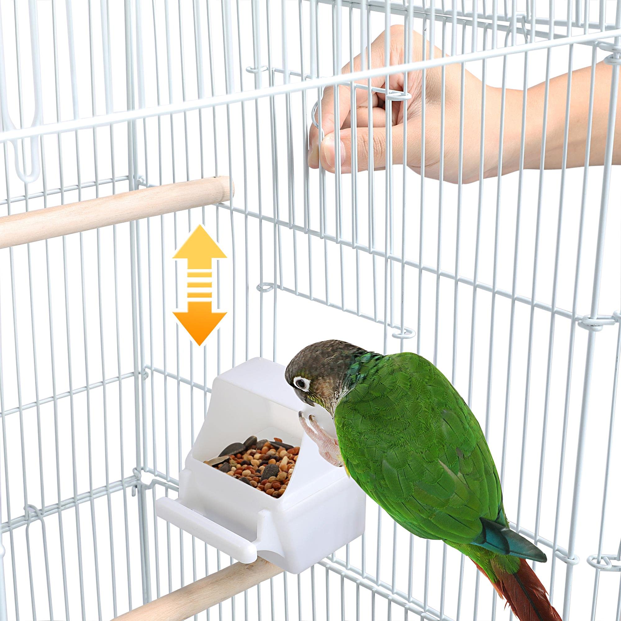 Yaheetech XXL Vogelkäfig Vogelbauer Wellensittich Kanarien mit Freisitz und Zubebör mit Ständer Weiß