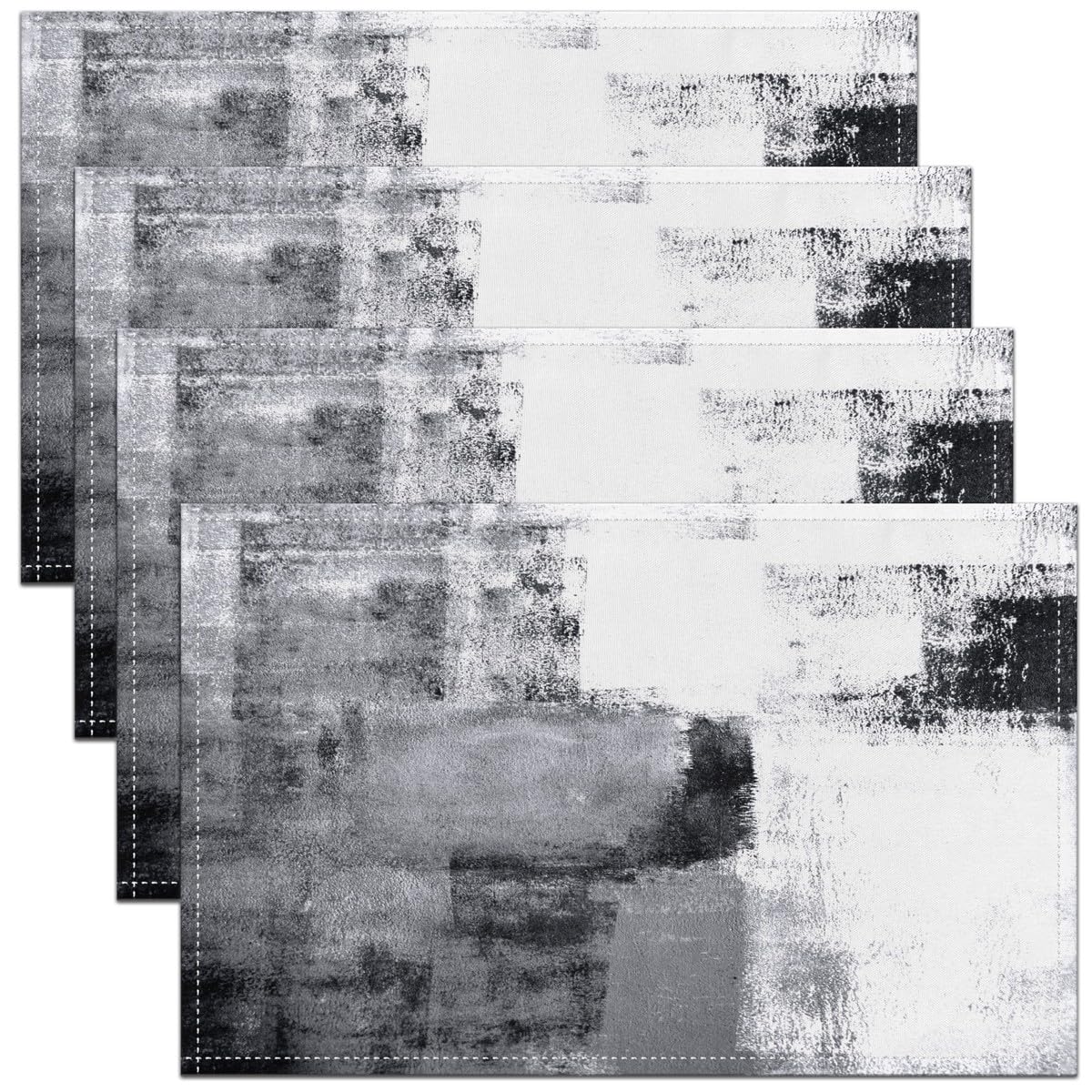 Geometric Placemats for Dining Indoor Outdoor Kitchen 45X30cm Grey White Abstract Art Placemats Set of 4 Placemat Kitchen Dining Modern Art Decor Table Place Mats