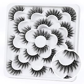 Veleasha Lashes 10 Pairs Natural Fluffy False Eyelashes Soft Wispy Lashes 3D Faux Mink Lashes Pack (V06)