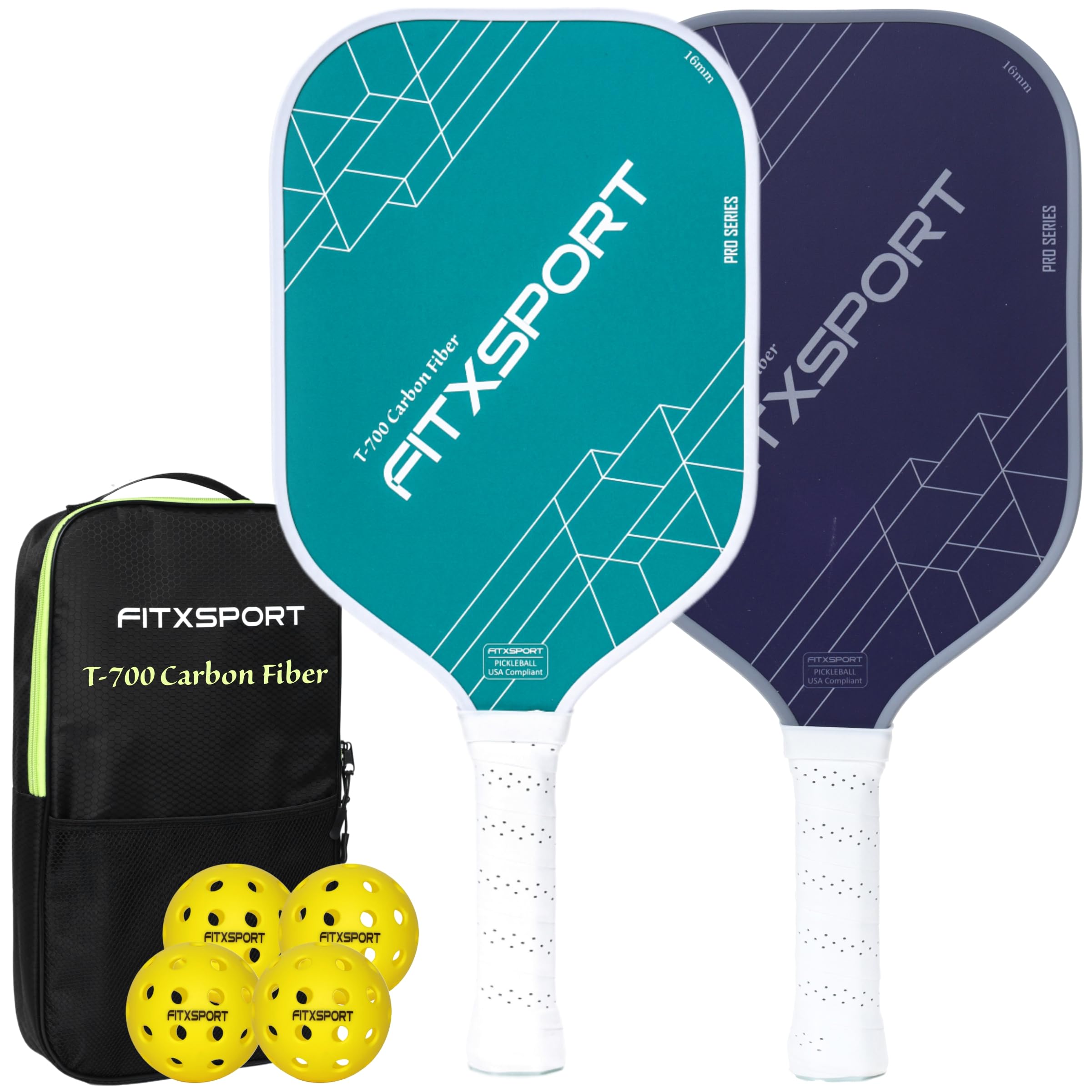 Carbon Filber Pickleball Paddle Set of 2 – USAPA Carbon Fiber 16mm Paddles with Bag & 4 Indoor Pickleballs | Cute Pickleball Gift for Women, Girls, Kids | Lightweight Racket for Pickleball Training