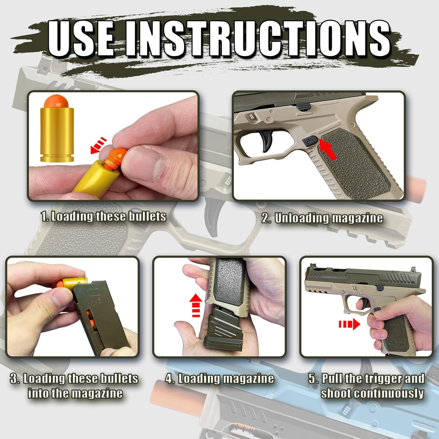 Automatic Shell Ejecting Toy Gun Pistol, Soft Bullet Toy Gun for Boys, Education Model Realistic Toy Pistol Shooting Game Toys Gifts Christmas Birthday for Kids 8+ - Image 4