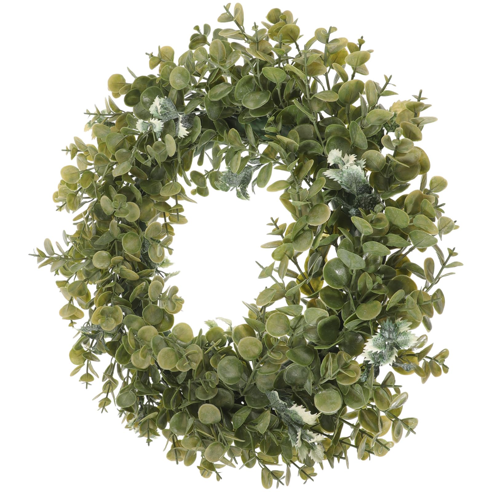 NUOBESTY Corona di Eucalipto Artificiale Stile Americano Verde per Decorazione Casa e Parete, Materiale Plastico Pratico e Facile da Appendere per Interni