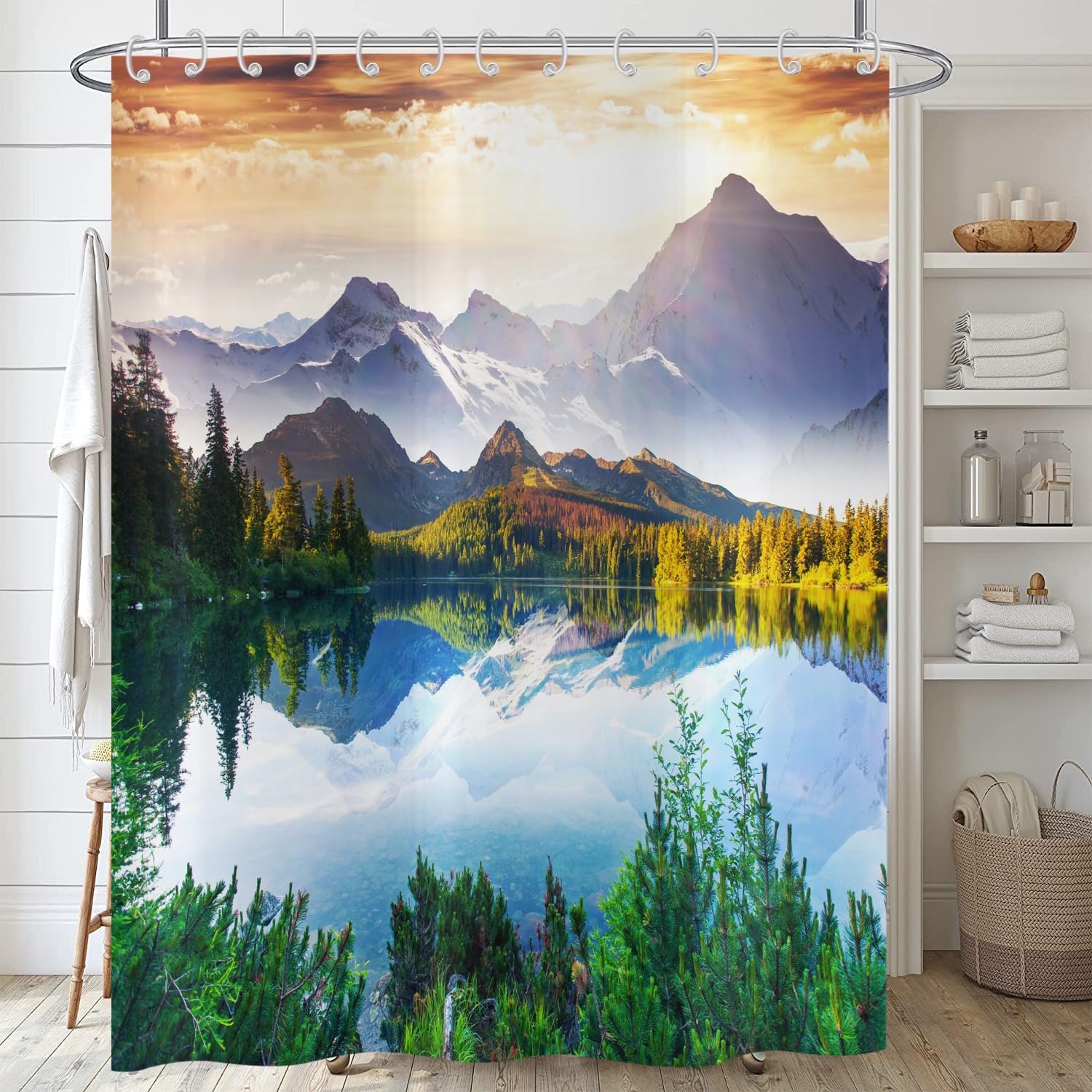ASDCXZ Landscape Shower Curtain 180x180 cm - Image 4