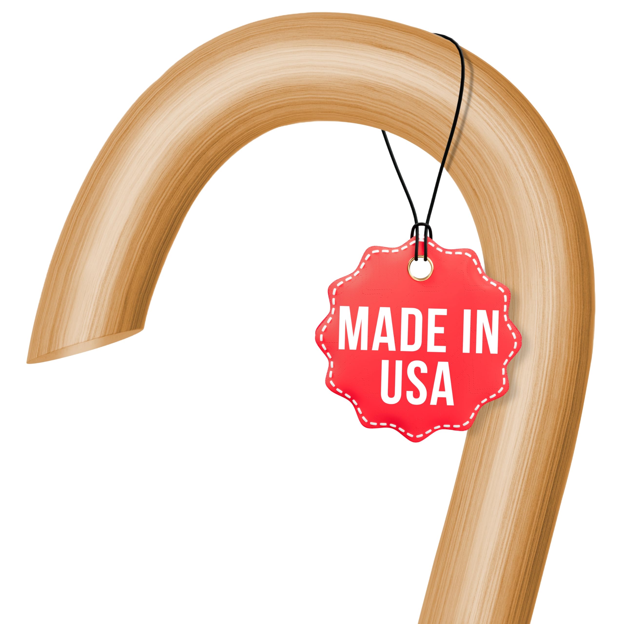 Cane Masters Handmade Wooden Classic American Walking Cane | Highly Durable American Hickory Wood Walking Cane | Ergonomic Handle and Body Grip, Anti-Slip Rubber Tip Wood (Glossy, 35