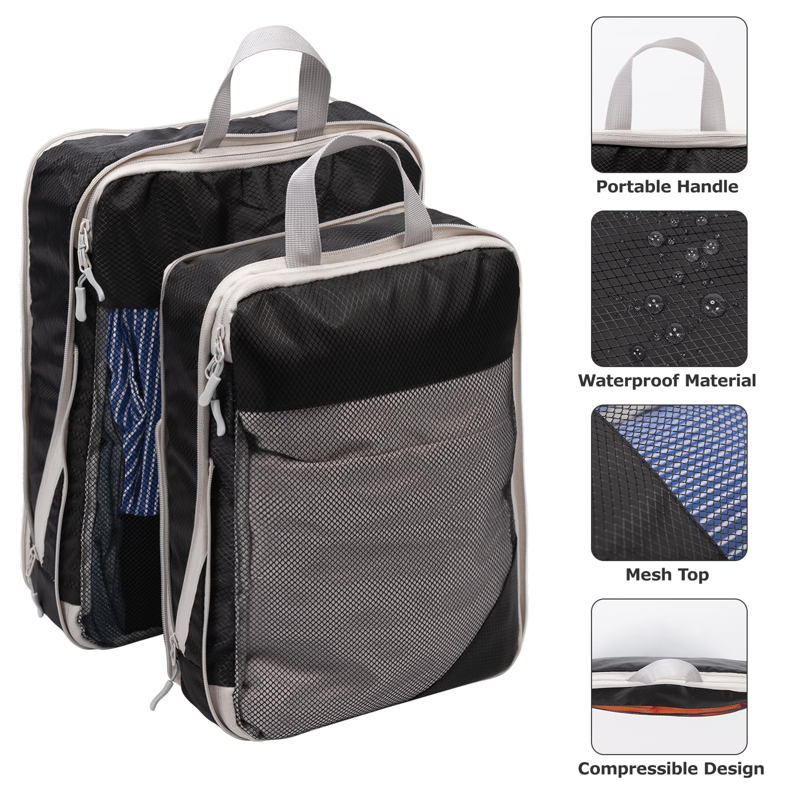 BillyBath Set di organizer per valigie, 10 pezzi, sacchetti per vestiti, sacchetti per scarpe, organizer da viaggio, organizer per cosmetici, da viaggio, borsa da viaggio