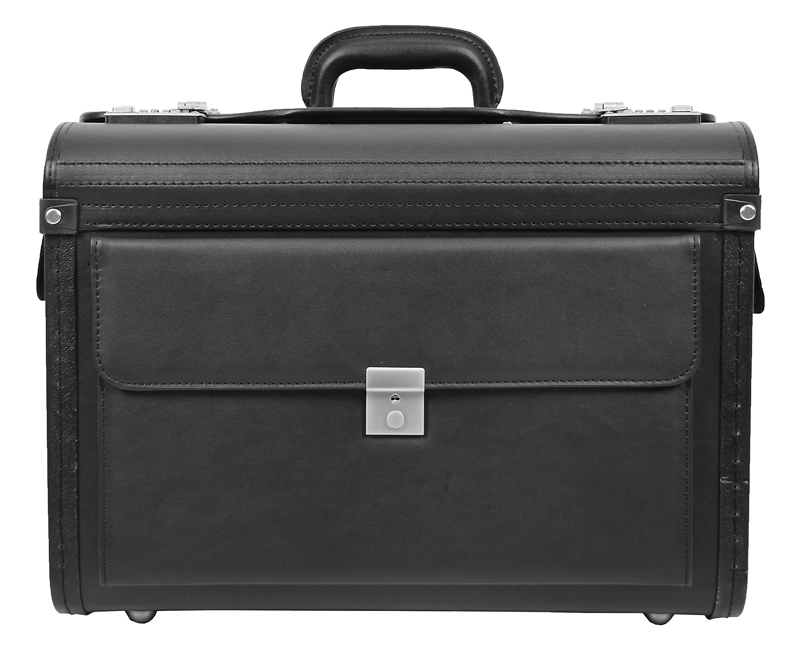 A1 FASHION GOODS Profesjonalna walizka pilota, duża czarna teczka ze sztucznej skóry z zamkiem, biznesowa torba na dokumenty Porto, Czarny, L, Etui pilota