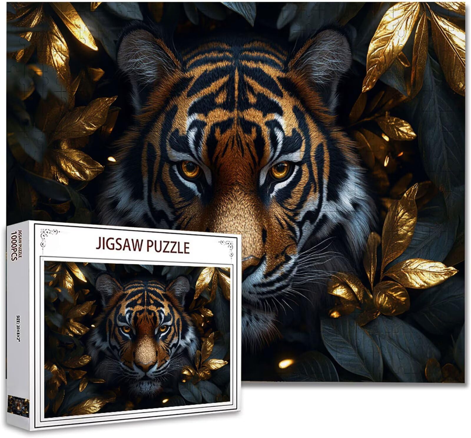 Puzzle 3000 Pieces Adultes Tigre Jigsaw Puzzle Bois DIY Classiques Impossible éDucatif Jigsaw Exerce MéMoire et L'Intuition avec Affiche Incluse BoîTe Compacte Peut Cadeau pour Domicile DéCorer N-0