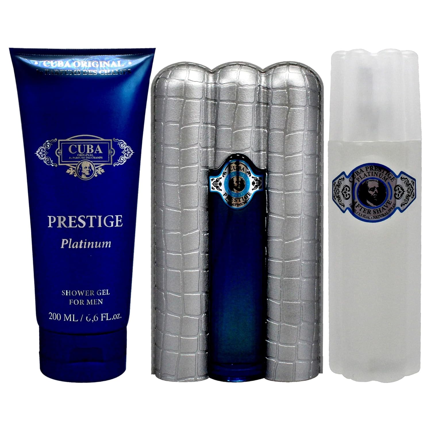 Cuba Prestige Platinum by Cuba for Men - 3 Pc Gift Set 3oz EDT Spray, 6.7oz Shower Gel, 3.3oz After Shave - Image 2