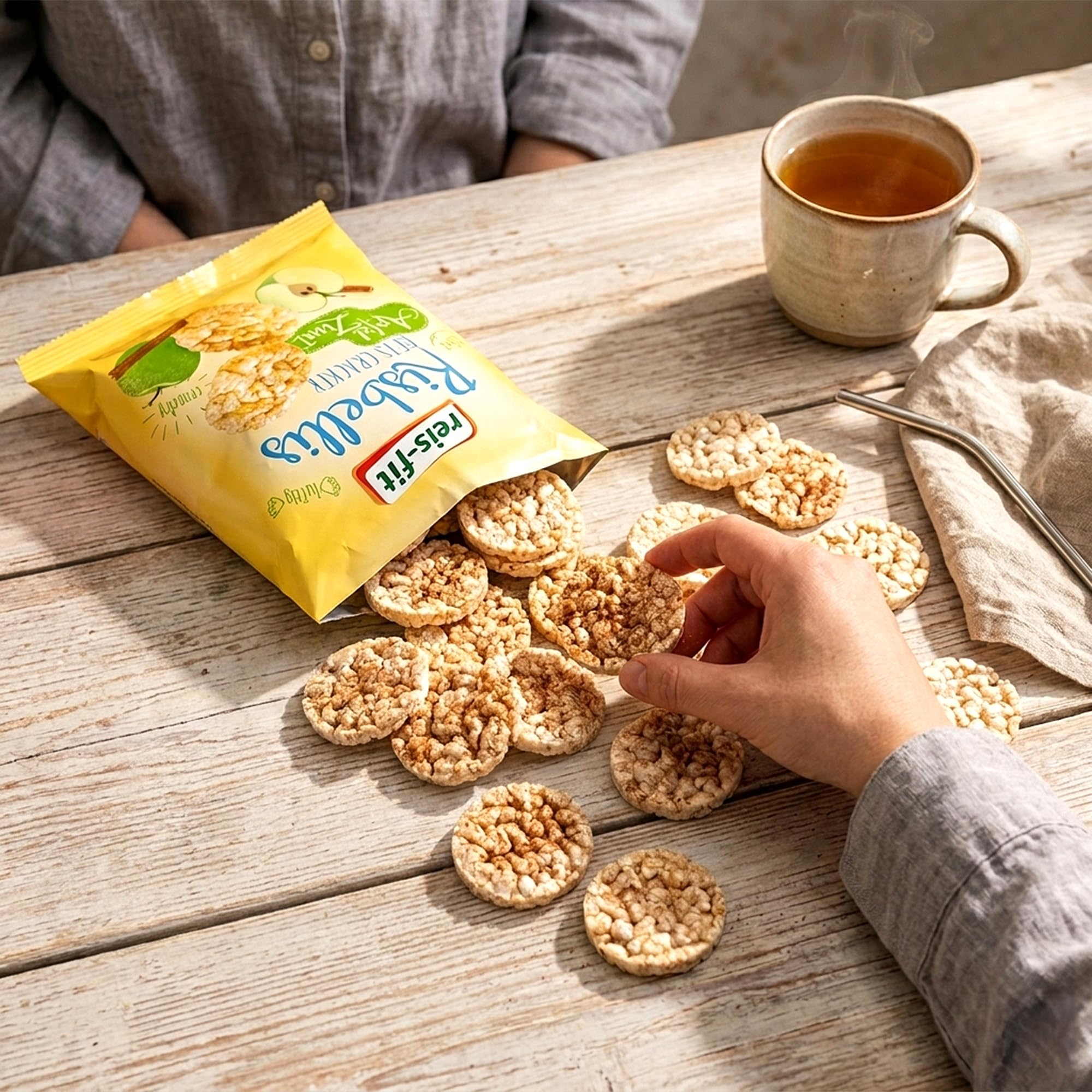 EKERA – reis-fit Risbellis Schoko – 16 Packungen knusprige Reiscracker | Süß & herzhaft | leichte Reiswaffeln als Snack für unterwegs, Büro & zu Hause | Reis Cracker fettarm
