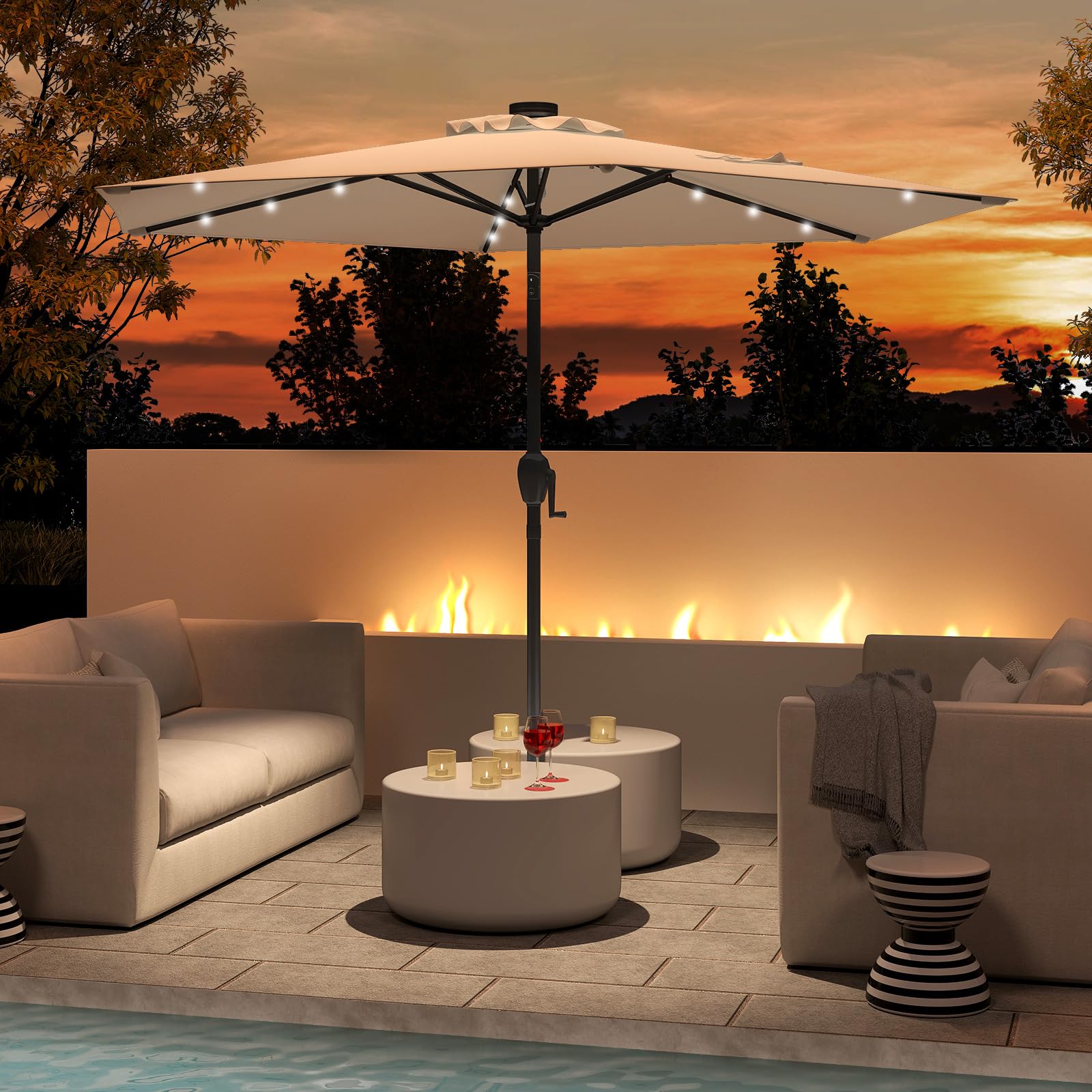 COSTWAY Parasol De Jardin Extérieur 300 CM, Parasol Inclinable