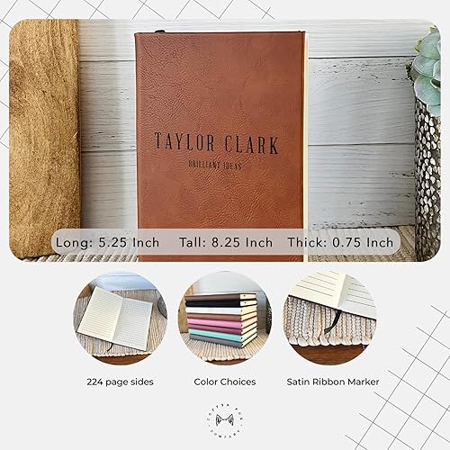 Vista 44 de Personalized Leather Journal for Her With Name Engraved Premium Quality Custom Journals & Leather Notebooks, Diary, Work Notebook Perfect Gift