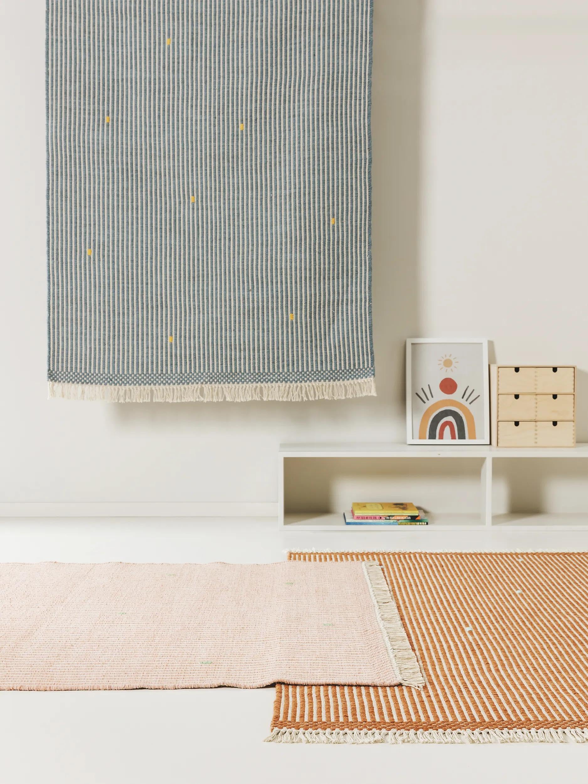 benuta lytte Bruno - Tappeto rettangolare per bambini, in cotone, facile da pulire, 90 x 130 cm, colore: Rosa