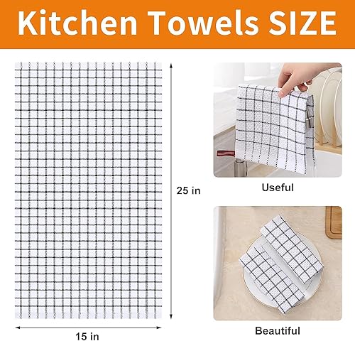 Miniatura 2 de Toallas de cocina 100% algodón con tejido de gofre, 15 x 25 pulgadas, paños de cocina súper suaves y absorbentes para secar platos, toallas de mano