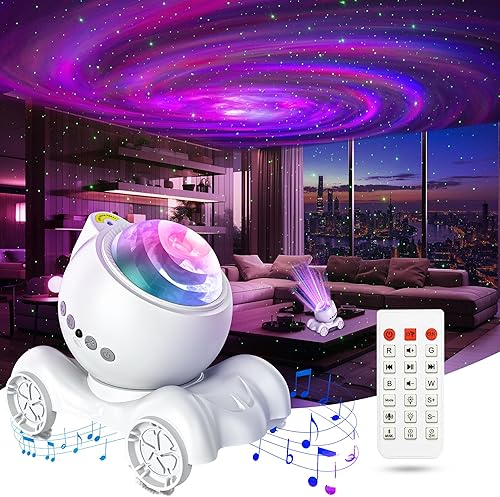 Miniatura 28 de ENOKIK Proyector de estrellas, proyector de galaxia, altavoz Bluetooth integrado y 8 sonidos blancos, luz nocturna para niños y adultos, lámpara