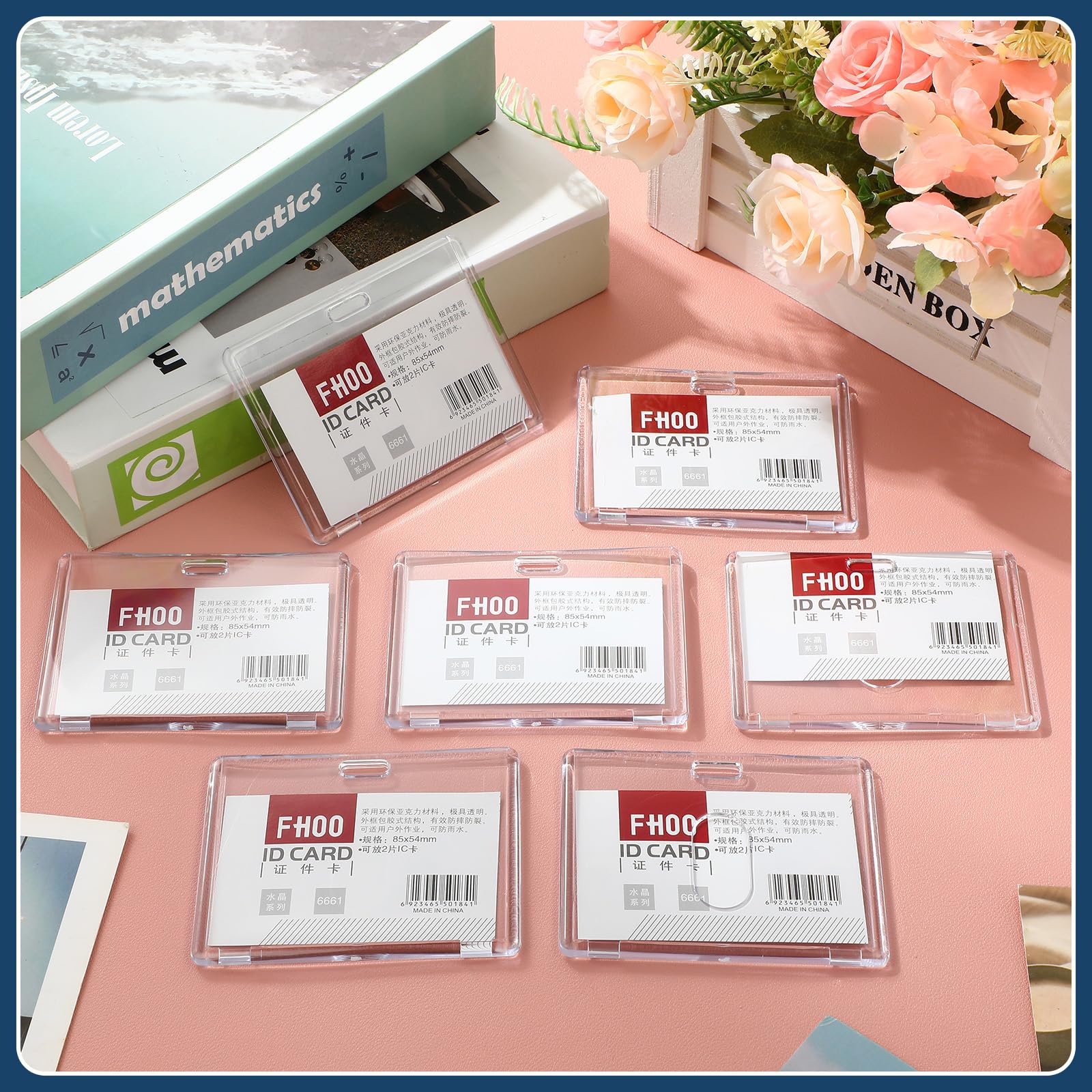 Geyoga Ausweishalter, Acryl, transparent, Kunststoff, robust, horizontal, 5,8 x 9,9 cm, transparente Kartenschutzhülle für Büro, Krankenhaus, Mitarbeiter, Namensschilder, 60 Stück