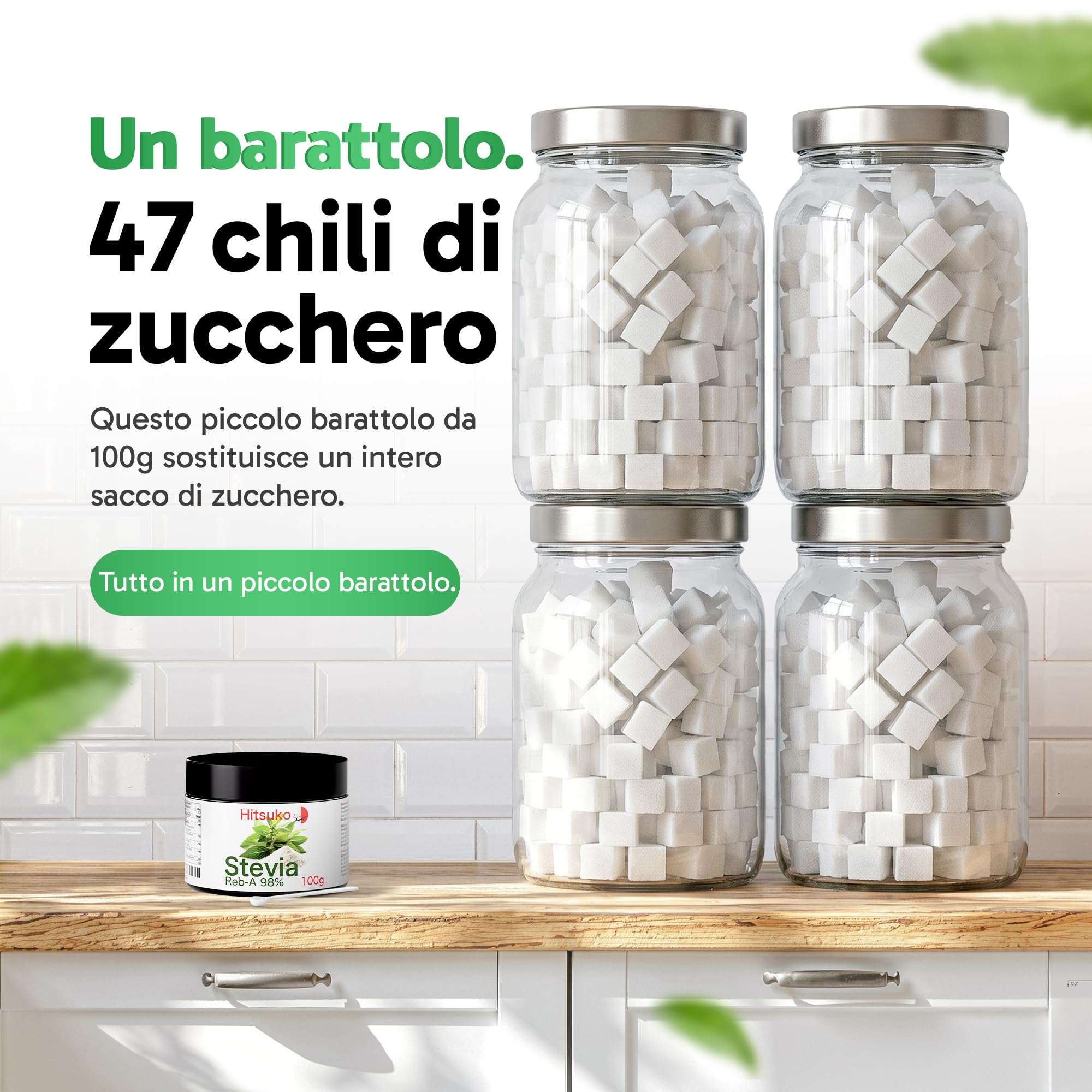 Polvere di Stevia Ultra-Concentrata (100g) | RebA-98 Puro al 98% | 470x Più Dolce dello Zucchero