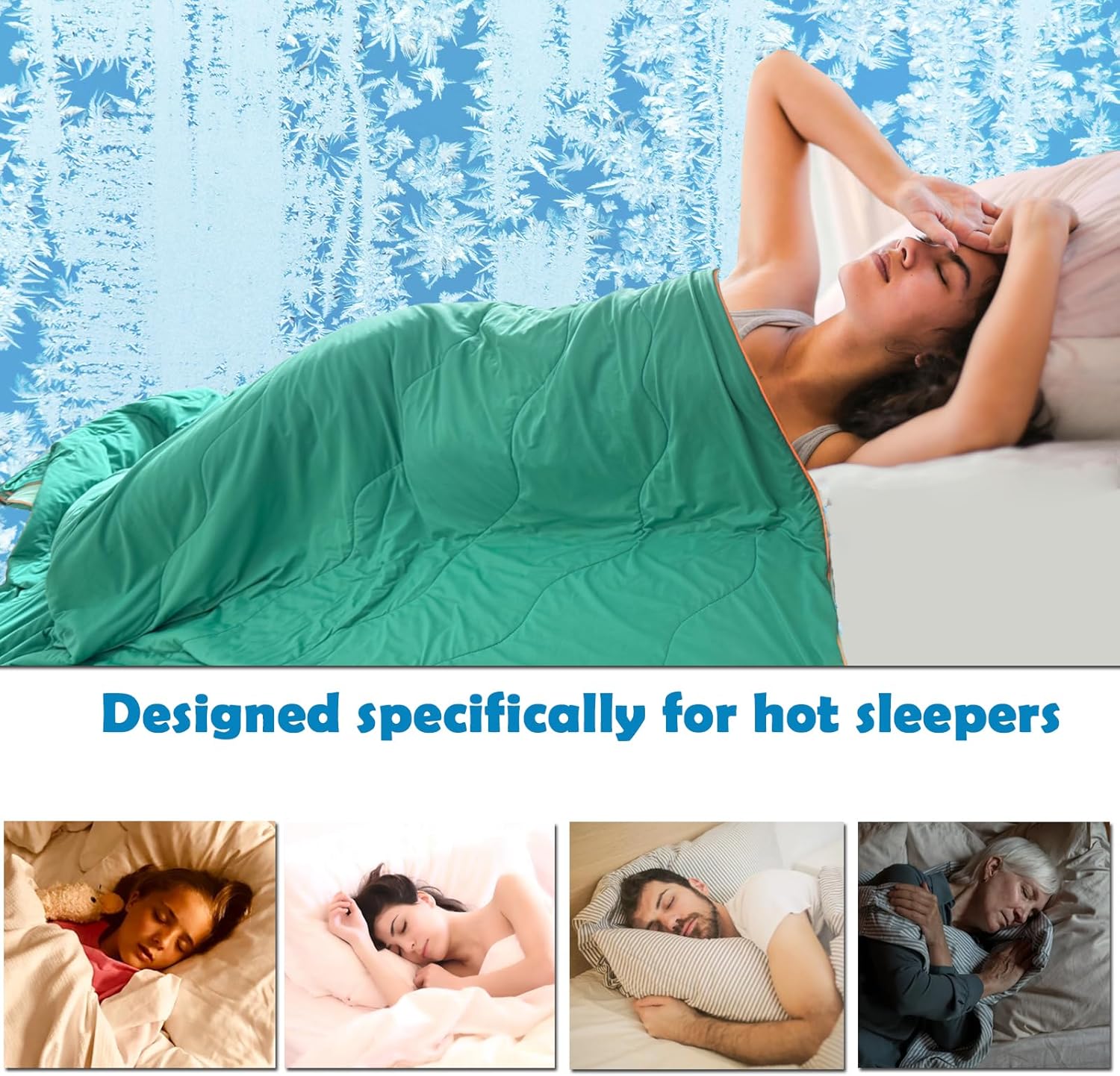 Cooling Comforter Queen Size, Cooling Blankets for Hot Sleepers and Night Sweats - Quilt Bedding Ultra Cold Breathable Lightweight Silk Smooth for Summer Hot Weather (Green, Full/Queen)