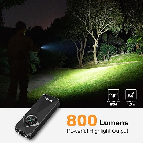 Miniatura 3 de VTIGER K1 - Llavero de 800 lúmenes altos, pequeña linterna recargable EDC para llavero, linterna pequeña LED compacta con magnética, mini luces de