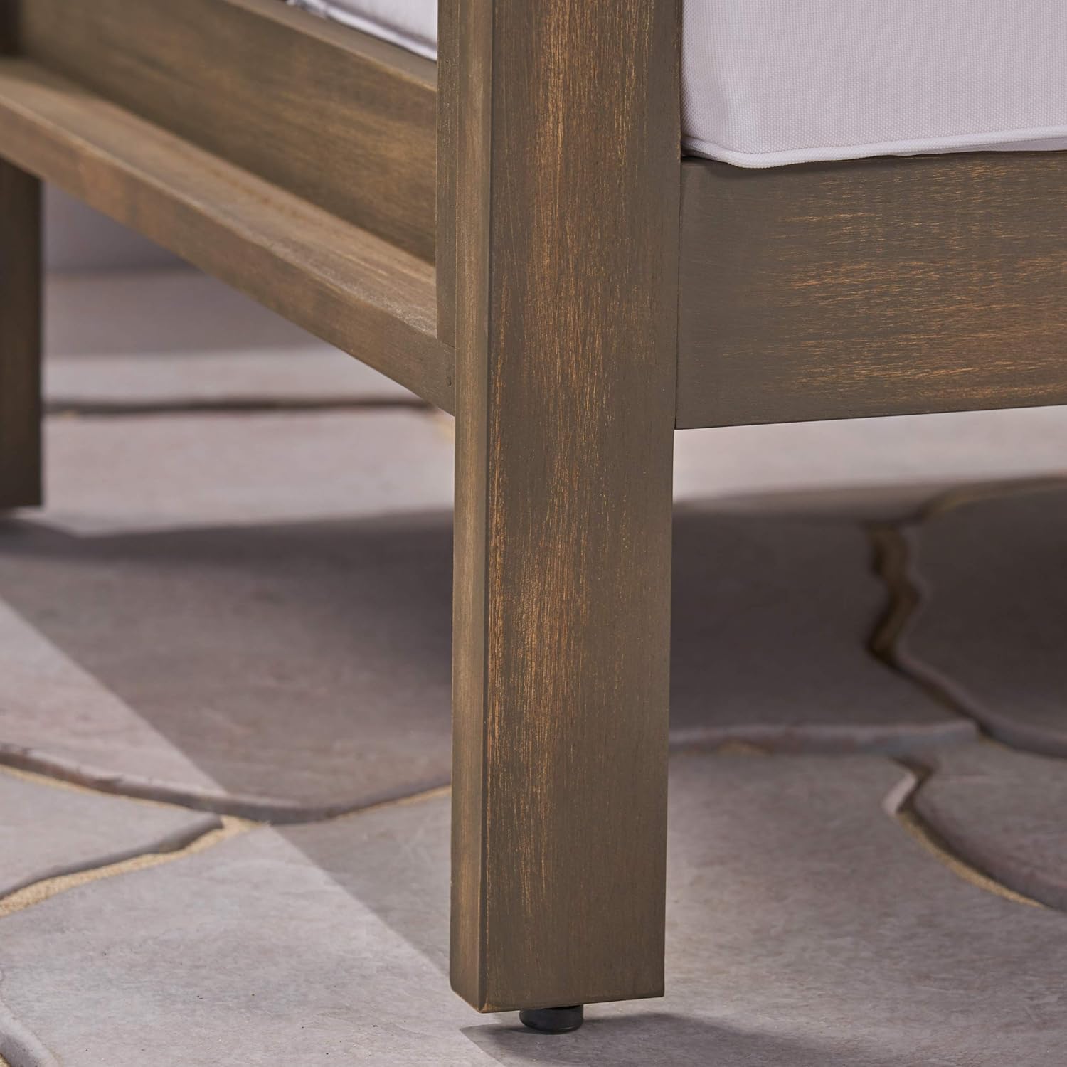 Close-up of the sofa's leg and base