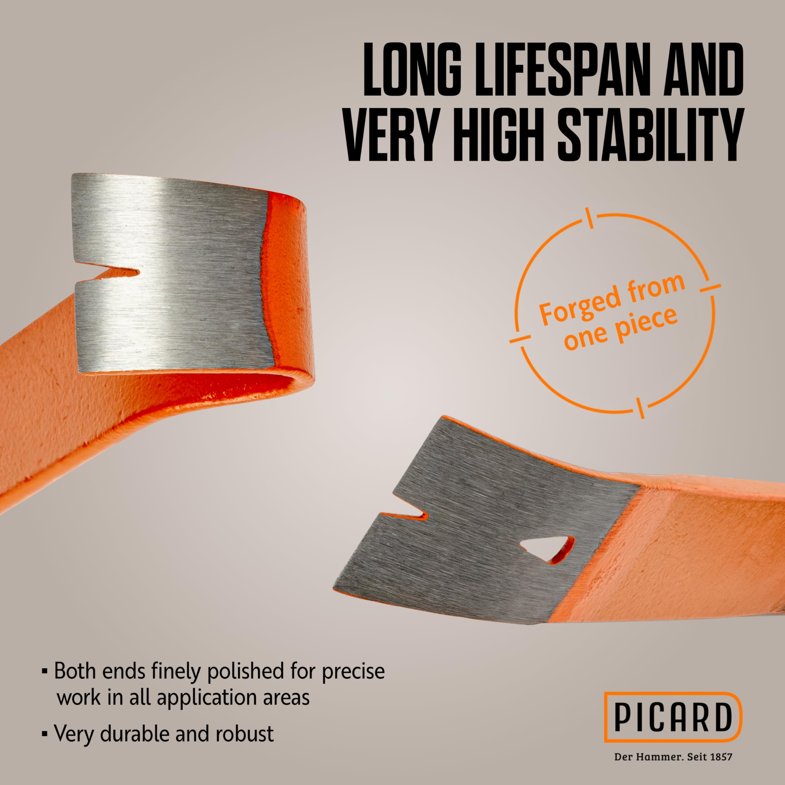 PICARD Levachiodi BlackGiant® Flat-Bar, No. 46X | Palanchino leva di forza compatto in acciaio forgiato | Piede di porco per bancali professionale | Design compatto, forza straordinaria
