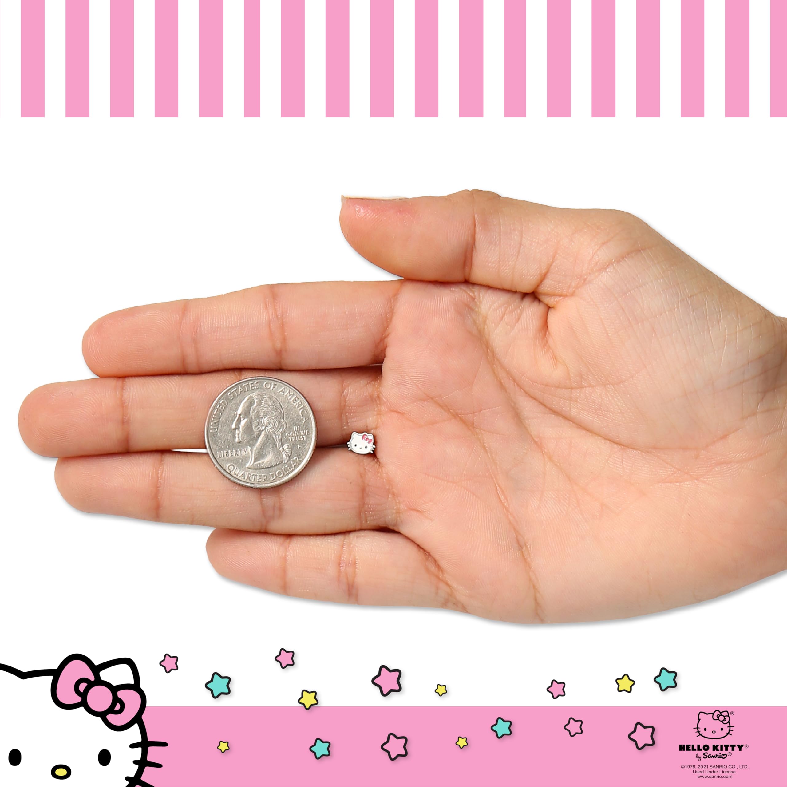 Hello Kitty Nasenringe, 20 g, Edelstahl, Kawaii, niedlich, 316L, gerader Knochen, offizielles Lizenzprodukt von Sanrio