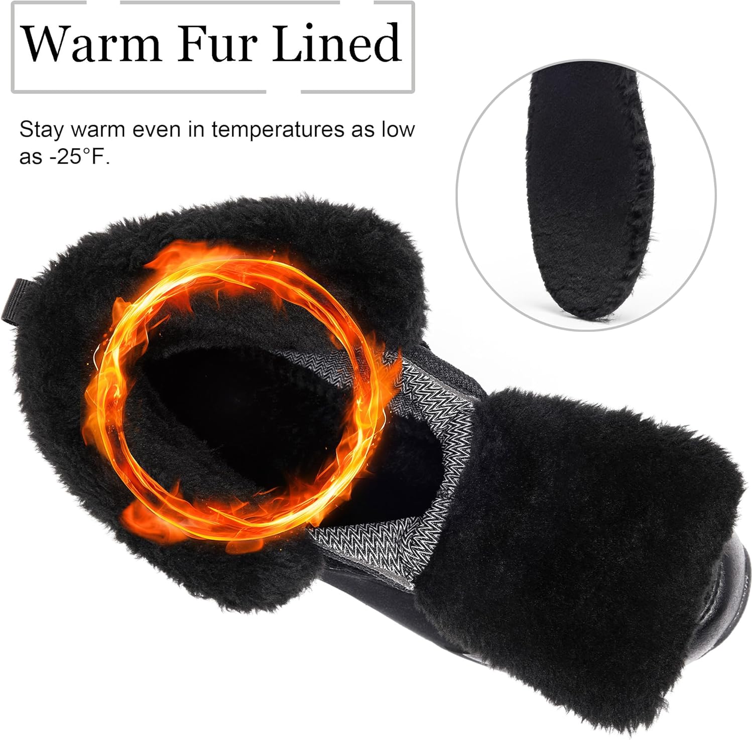 SHULOOK Men's Snow Boots Waterproof Warm Fur Lined Winter Hiking Boot Non-slip Outdoor Ankle High-top Shoes Work Hiker Trekking Trail - Image 2