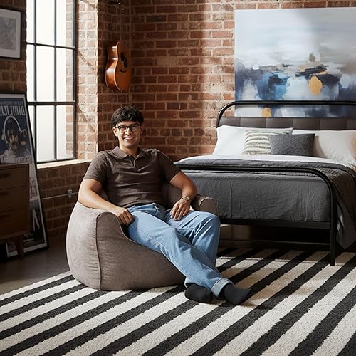 Miniatura 87 de Big Joe Roma - Puf para niños, sherpa de avena y rosa del desierto, gamuza vegana, 2 pies, ligero, recargable, asiento para niños Avena/Rosa del