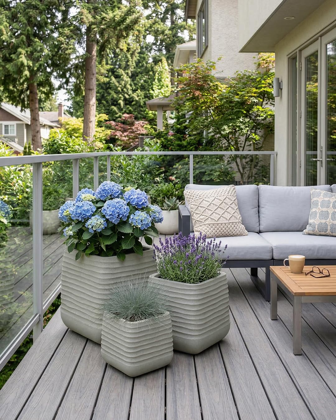 Mazovia Interno Ed Esterno Vaso da Fiori Terrazza 41.5x41.5cm Grigio Eco