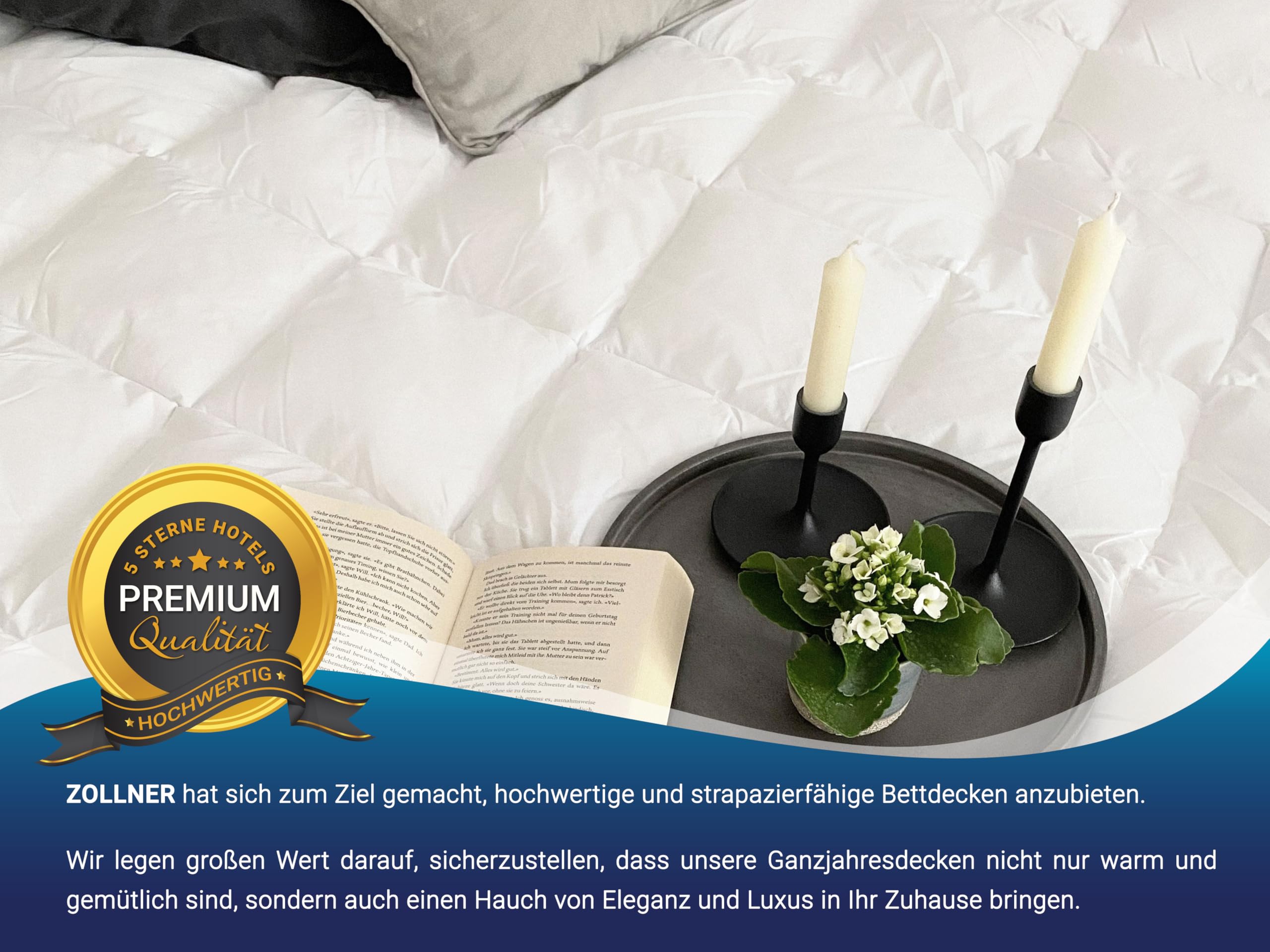 ZOLLNER 2er Set Ganzjahresdecke in 160x210 cm - hautfreundliche und atmungsaktive Tagesdecke - mit Rautensteppung - Füllung aus Polyester - waschbar bis 95°C - Hotelqualität - Oeko Tex® Zertifiziert