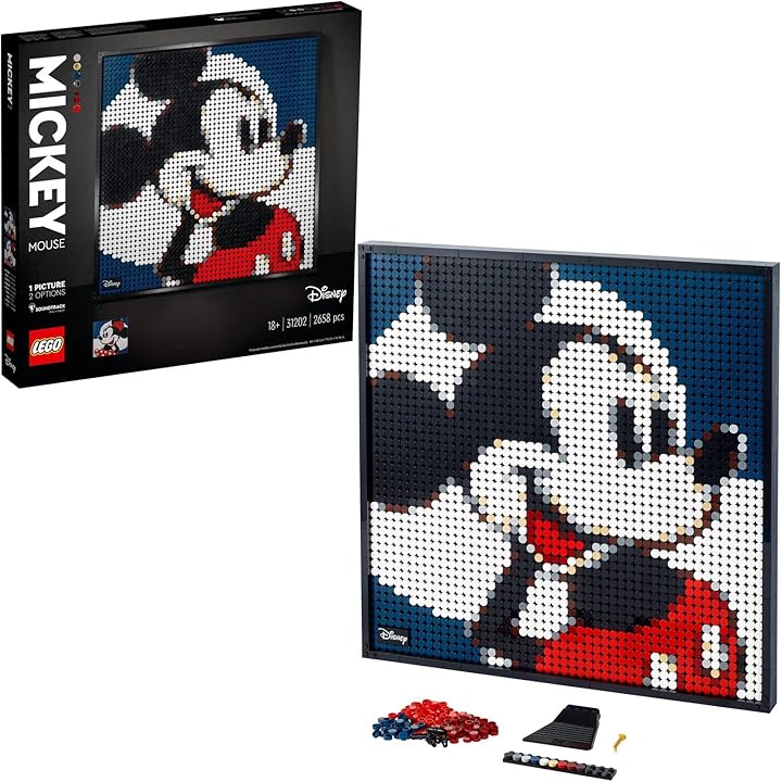 Lego art mickey mouse disney`s topolino quadro personalizzabile set per adulti 31202