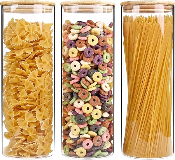 SHOWIN Round and Square Glass Food Storage Jars