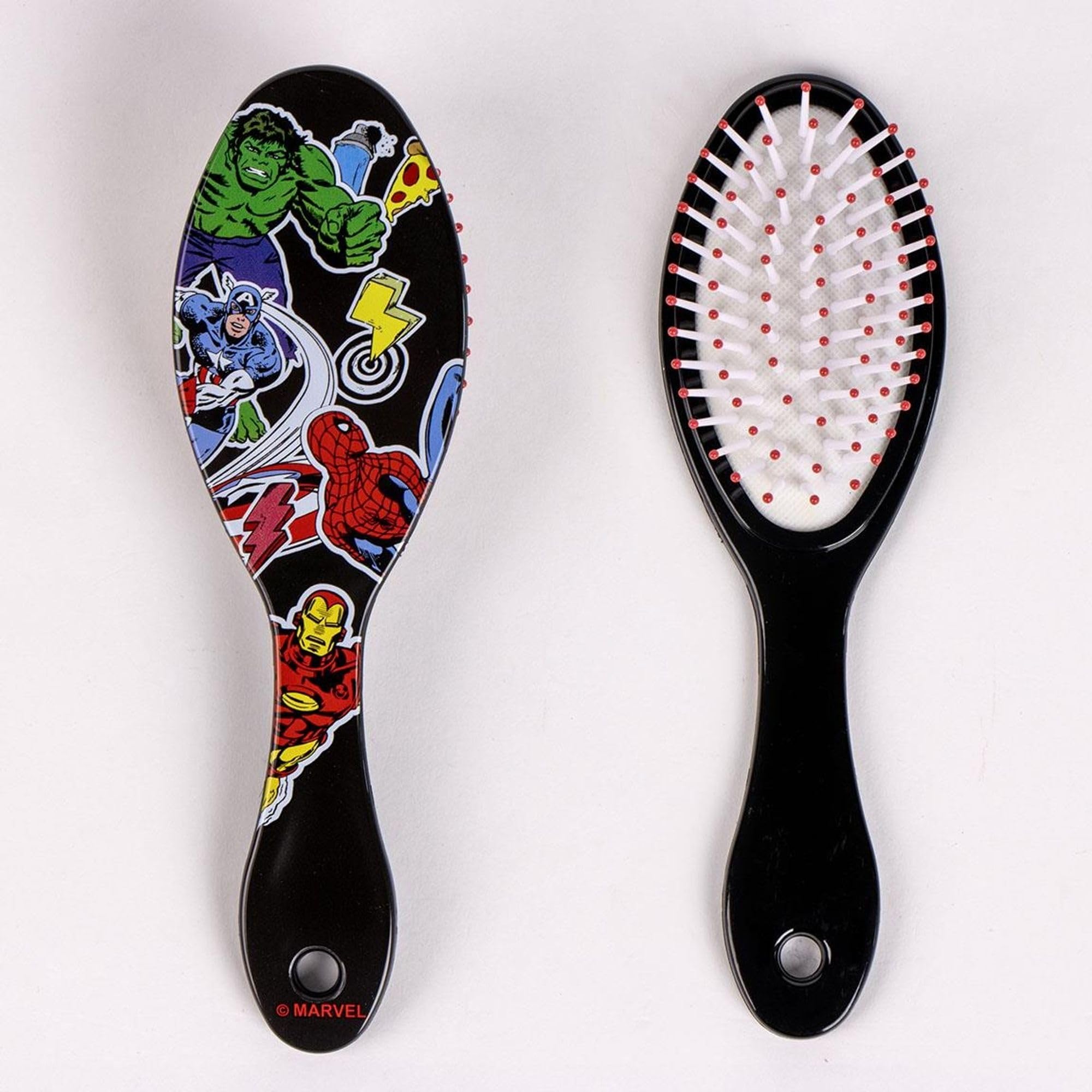 Set di spazzole per capelli per bambini Marvel Avengers con asciugamano e custodia trasparente - Borsa per la cura personale Avengers e accessori originali dei supereroi