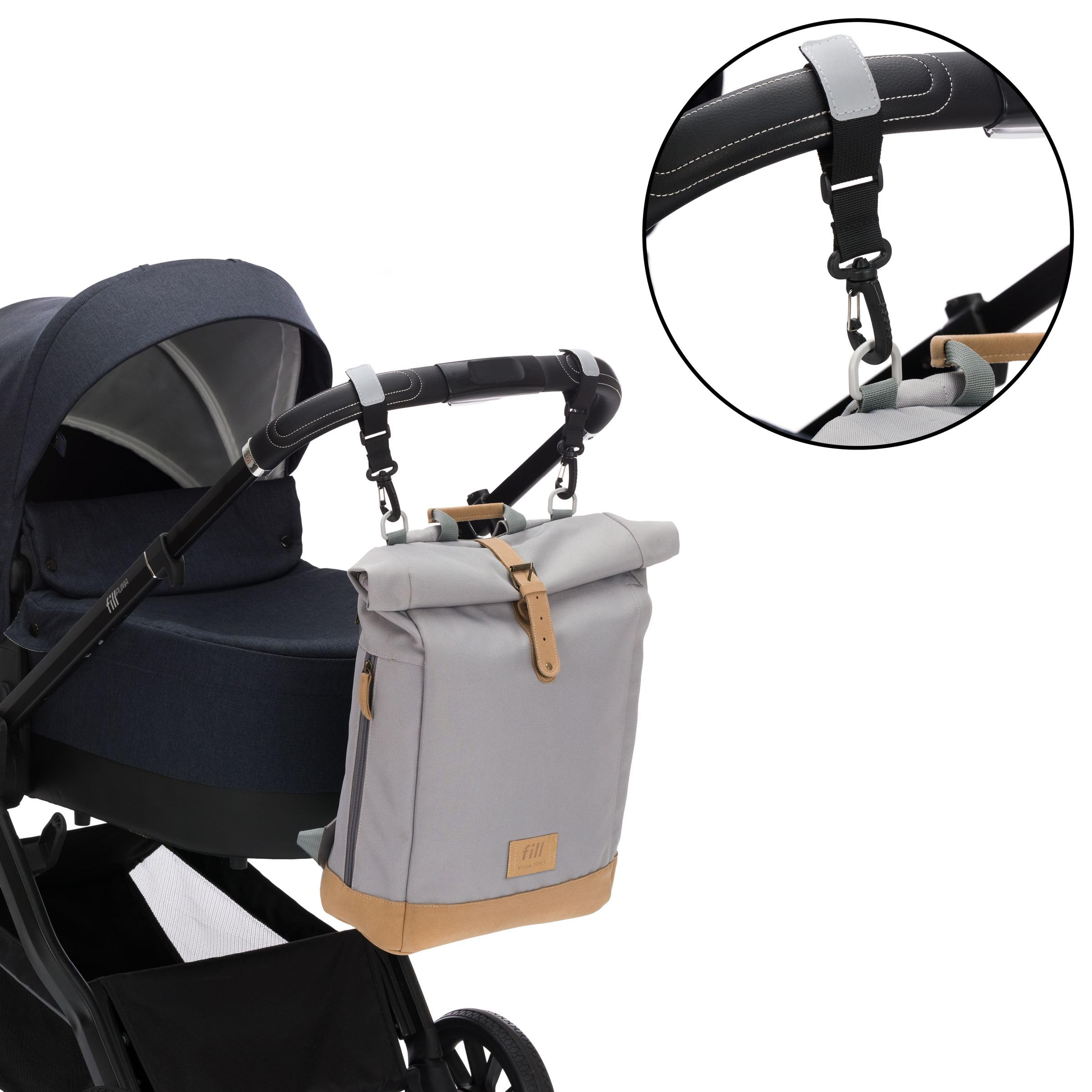 Fillikid Wickelrucksack Berlin | Baby Wickelrucksack mit Kinderwagenbefestigung | Wickeltasche Rucksack für Mama und Papa | Babytasche, Backpack mit Wickelunterlage & Flaschenwärmer