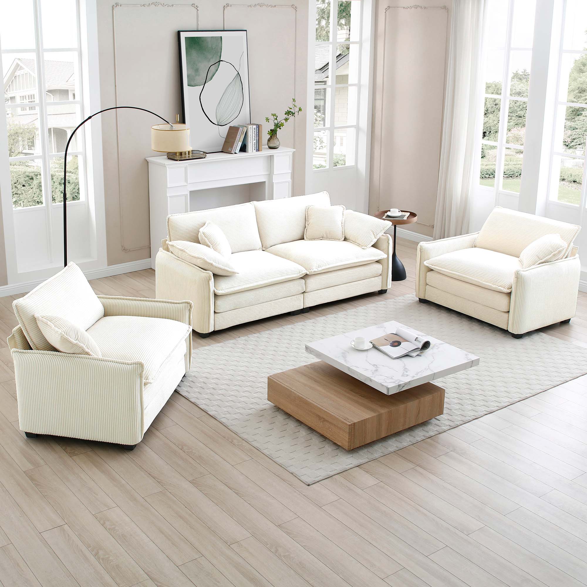 Amazon.com: Aoowow 3 Pieces Modular Sectional Sofa Set with 3