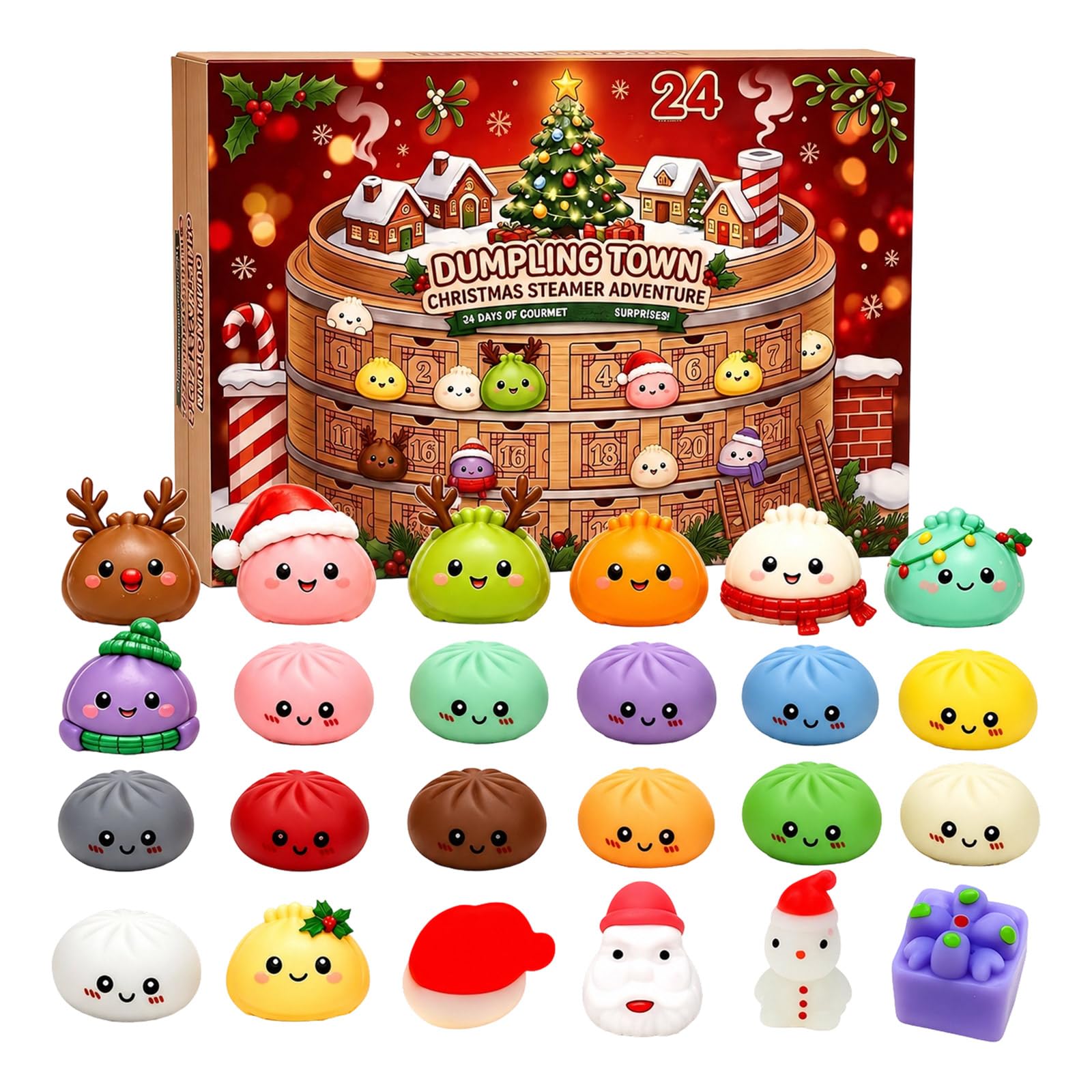 Christmas Squishies Advent Calendar 2026,24 Days Dumpling Squishies