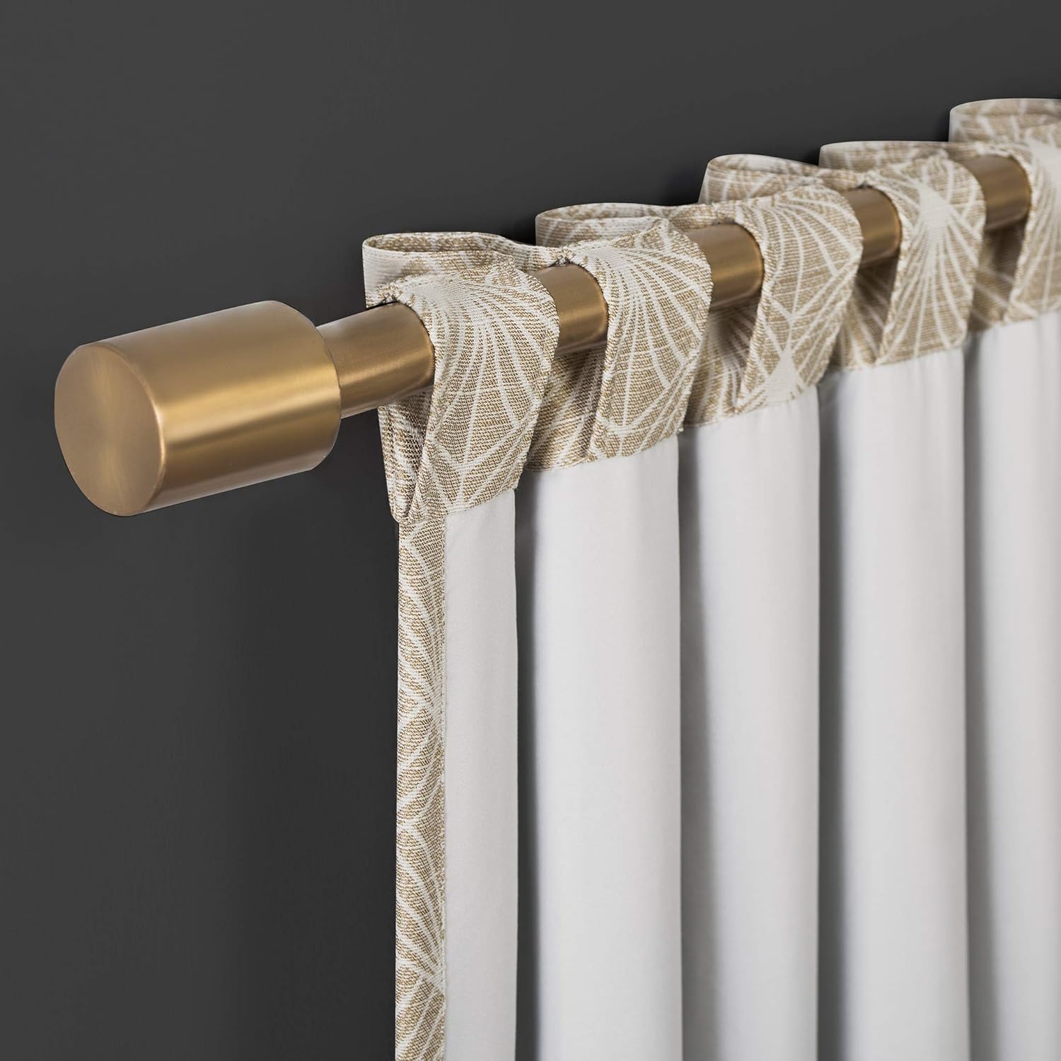 Scott Living Montauk Art Deco Total Blackout Back Tab Curtain Panel, 50" x 84", Linen