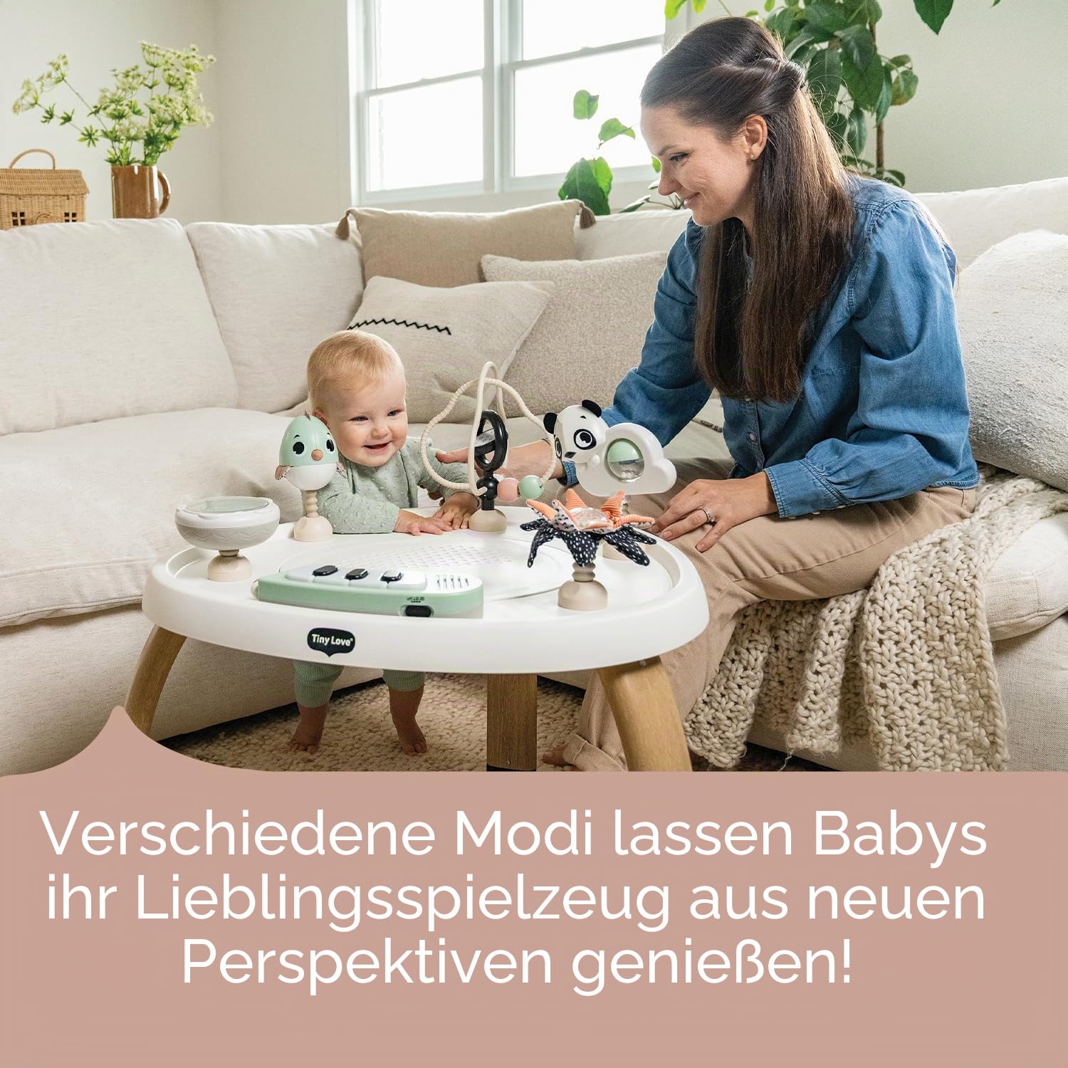 Tiny Love 5-in-1 Here I Grow Stationäres Aktivitätscenter zur Förderung, Spielcenter für Babys, 20 Aktivitäten, 5 Nutzungsmodi, 6 entwicklungsfördernde Spielzeuge, ab 0 Monaten, Black & White Décor