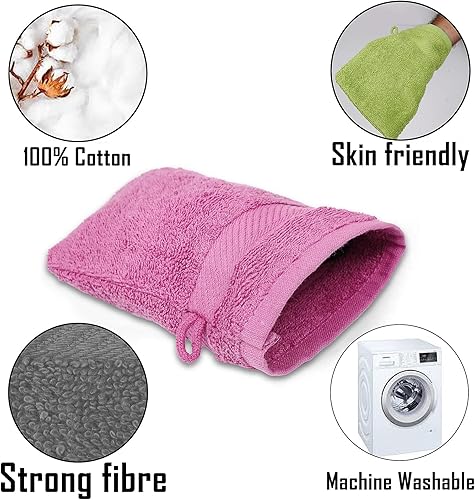 Miniatura 4 de ZUPERIA Manoplas de baño de alta calidad, paquete de 12 (6 x 9 pulgadas), 100% algodón, estilo europeo, con lazo, toallas de baño súper suaves y