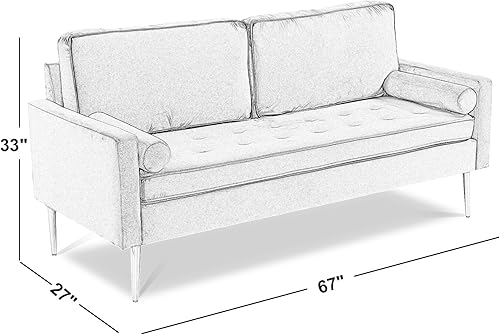 Miniatura 3 de Sofá de terciopelo gris, sofá pequeño, sofá moderno de mediados de siglo, sofás de dos plazas para sala de estar, 67 pulgadas