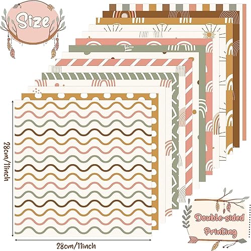 Miniatura 2 de Haooryx Papel de Origami de Doble Cara - Juego de 60 piezas de papel de arte bohemio de 11 x 11 pulgadas, retro, bohemio, arcoíris, doble cara,