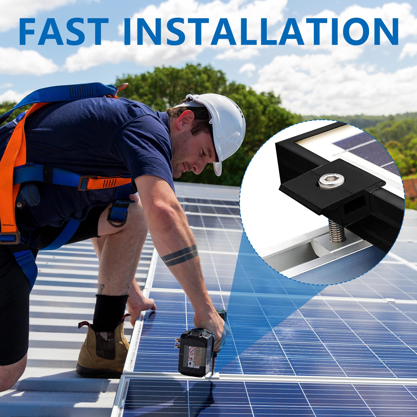 10 Stück Mittelklemme PV Modul 30mm Schwarz, Solar Halterung, Modulklemmen Solar, Aluminiumlegierung Halterung Solarpanel, Befestigung Solarmodul für Dächer, Böden, Camping, Wohnwagen