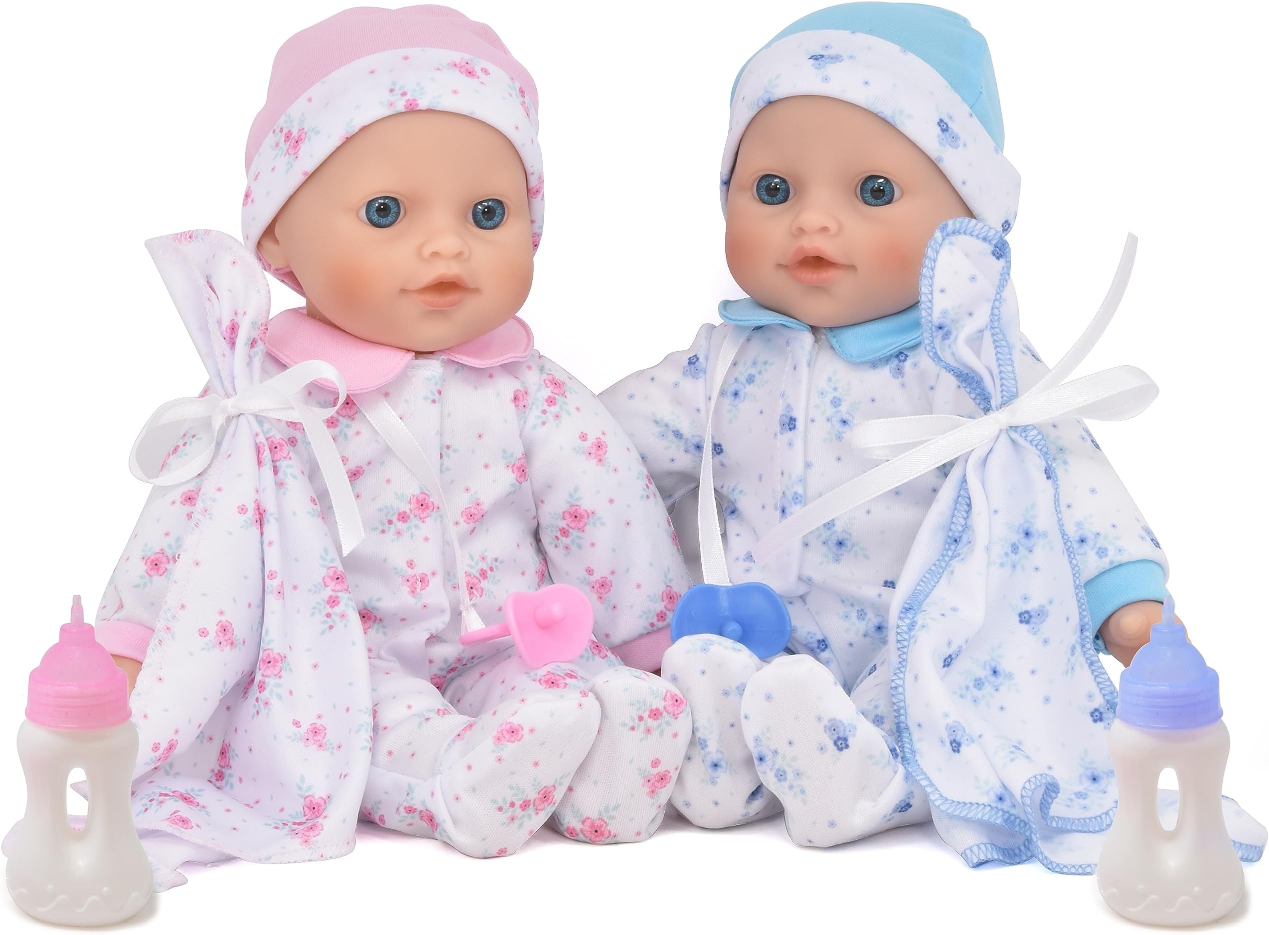 Soft Body Twin Baby Dolls for Toddlers in Gift Box, 12 Inch Baby Doll with Pacifier, Baby Girl Doll and Baby Boy Doll