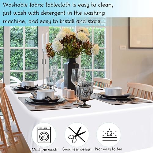 Miniatura 6 de Chumia Paquete de 10 manteles para mesas rectangulares, manteles de tela de poliéster, impermeables, resistentes a las manchas y a las arrugas,