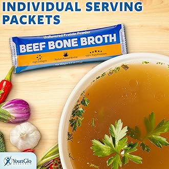 Bone Broth Beef Protein Powder - 15g Travel Sticks, Unflavored, 30 Packets w/Individual Wrapper Sticks - High Collagen & Gelatin from Grass-Fed Bovine for Paleo & Keto Diets