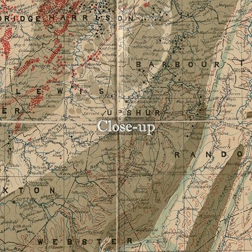 Miniatura 3 de New York Map Company TM 1908 Map West Virginia of West Virginia of West Virginia show coal il gas and limestone areas Relief shown by cVintage Fine