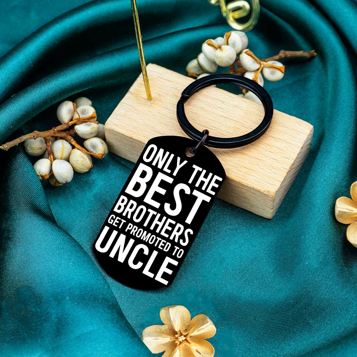 Promoted to Uncle Baby Announcement Gift Uncle Gifts Brother Keychain Brother Christmas Gifts Adults Fathers Day Birthday Gift for First Time New Uncles from Niece Nephew - Image 4