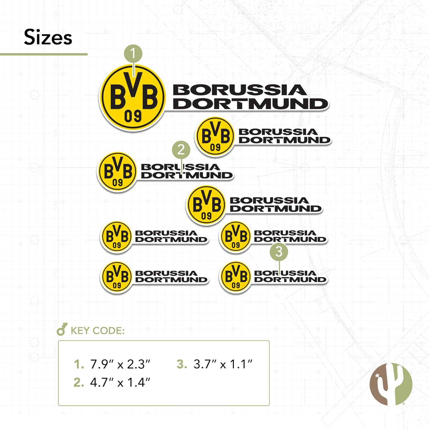 Desert Cactus Borussia Dortmund FC Sticker Decal Vinyl BVB German Germany Die Schwarzgelben Soccer Laptop Water Bottle Car Scrapbook (Type 3-3) - Image 3