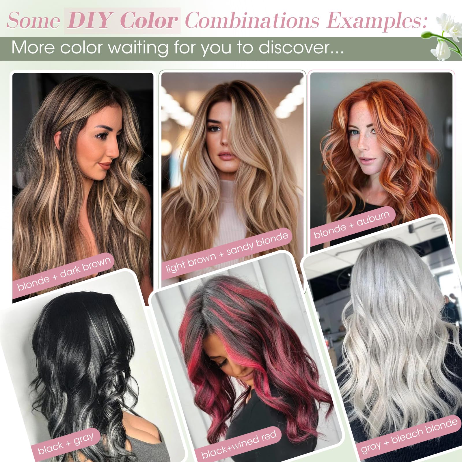 Elailite Echthaar Extensions Clip Balayage Silk Lace in Tressen 6Stücke Clip in Haarverlängerung Unsichtbar 40g 40cm für Volumen/Meches #18P613