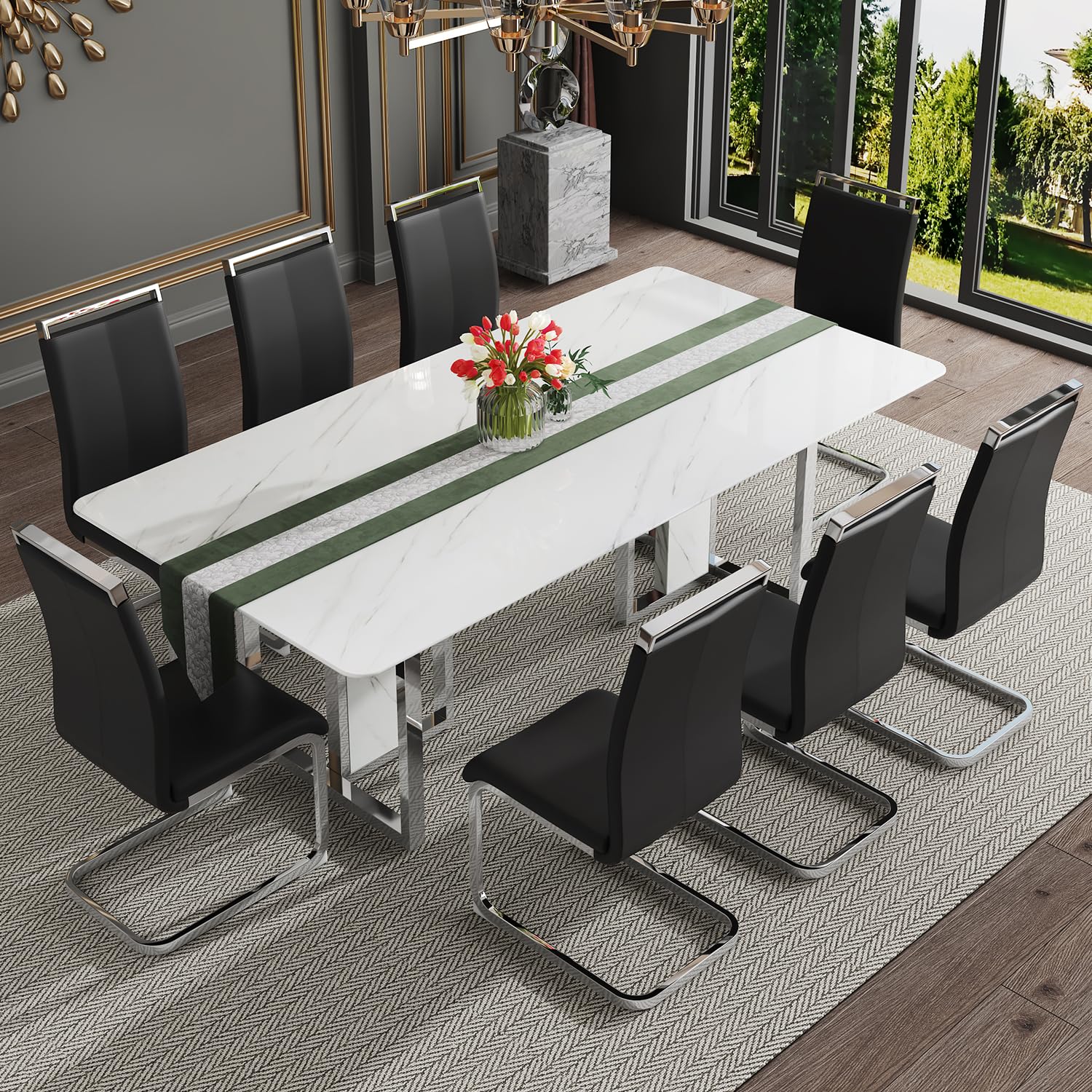 hohoedc Faux Marble Dining Set