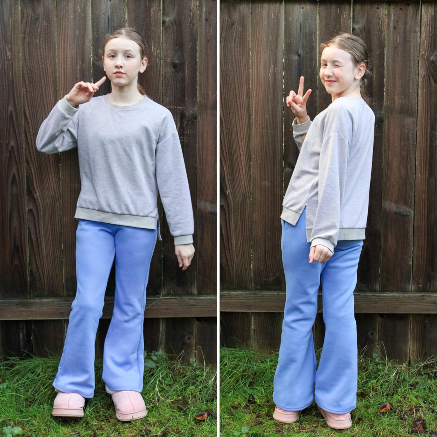 BIG ELEPHANT Girls Fleece Flared Pants – Soft Cotton Bell Bottom Pants with Pockets, Slim Thigh Fit for School & Daily Wear - Image 2